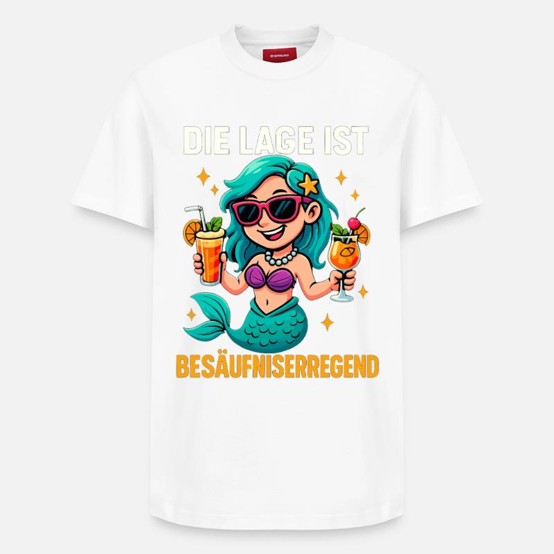 L’endroit est ivre, sirène - T-shirt unisexe décontracté en coton Supima – de SPREAD - blanc