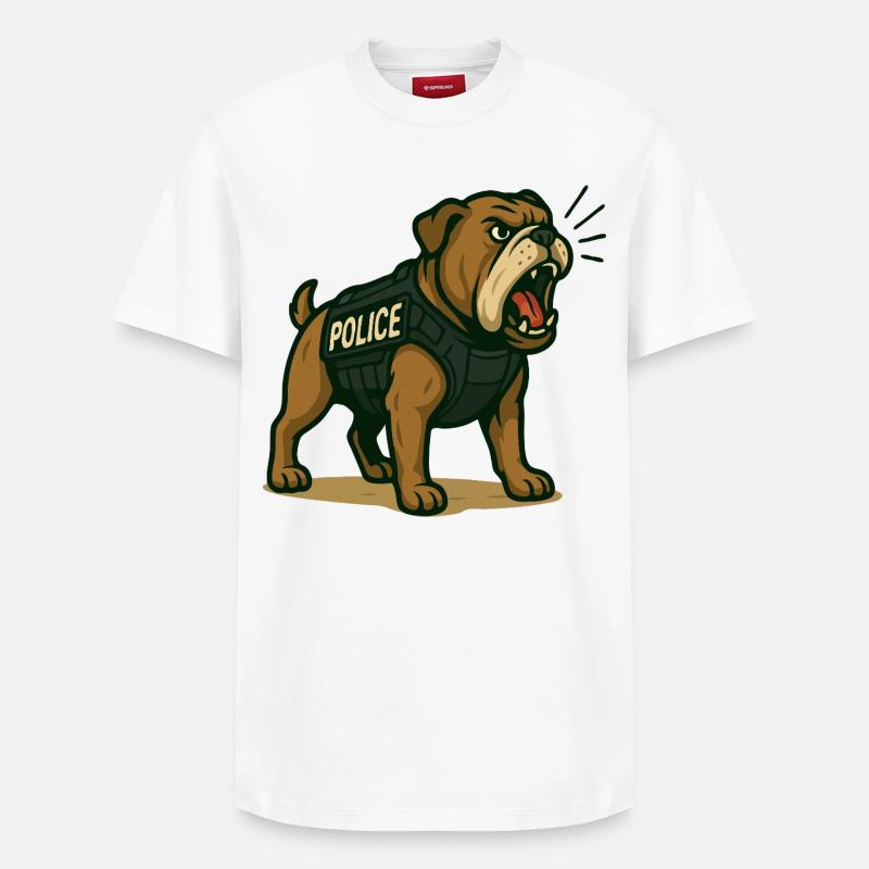 Illustration de bouledogue policier - T-shirt unisexe décontracté en coton Supima – de SPREAD - blanc