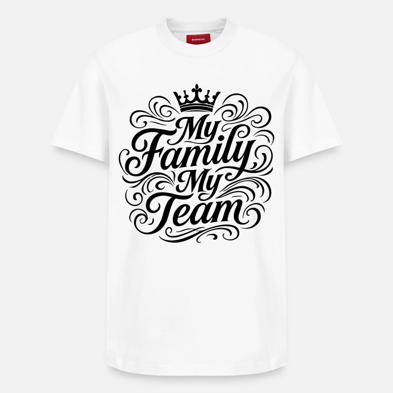 Mon équipe familiale dit couronne - T-shirt unisexe décontracté en coton Supima – de SPREAD - blanc