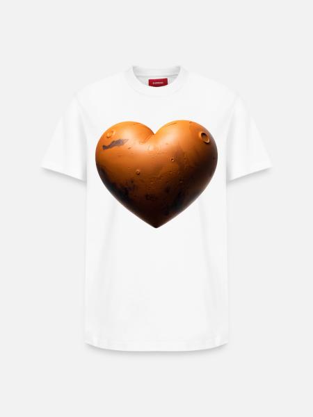 MARS LOVER - peace & love - Relaxed Unisex Supima Cotton T-Shirt – by SPREAD - white