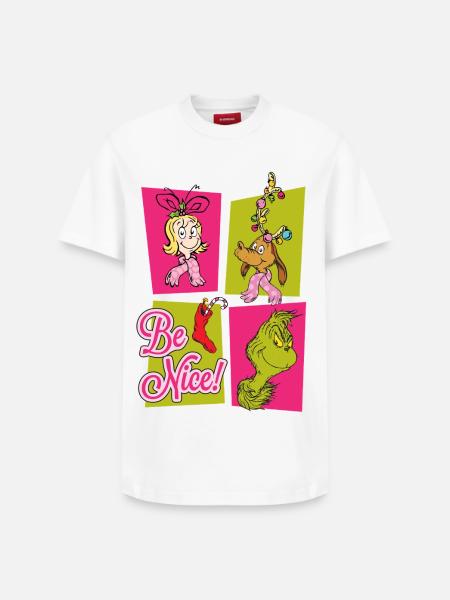 The Grinch, Cindy Lou & Max Be Nice Tile Design - Relaxed Unisex Supima Cotton T-Shirt – by SPREAD - white