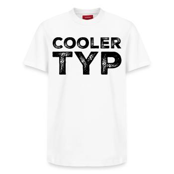 Cooler Typ Lustiger Spruch - Relaxed Unisex Supima Cotton T-Shirt – von SPREAD - Weiß - Vorne - AI Model Female 172 dark (172cm) & AI Model Male 185 dark (185cm)