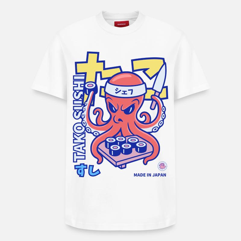 Chef Sushi Pieuvre - T-shirt unisexe décontracté en coton Supima – de SPREAD - blanc
