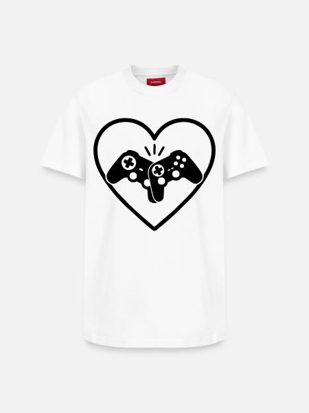 Gamecontroller Herz Gamer Liebe Geschenk - Relaxed Unisex Supima Cotton T-Shirt – von SPREAD - Weiß