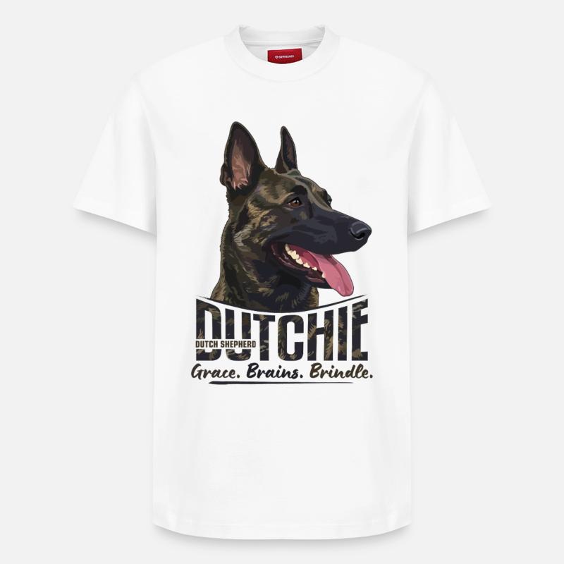 Dutchie - Chien de berger néerlandais - T-shirt unisexe décontracté en coton Supima – de SPREAD - blanc