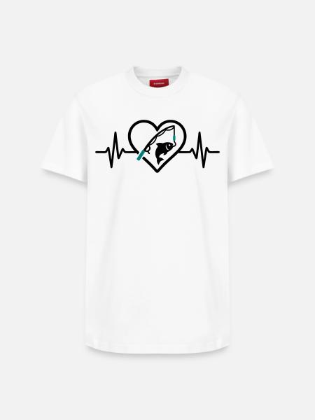 Fishing Heart Fish Nature Passion - Relaxed Unisex Supima Cotton T-Shirt – by SPREAD - white