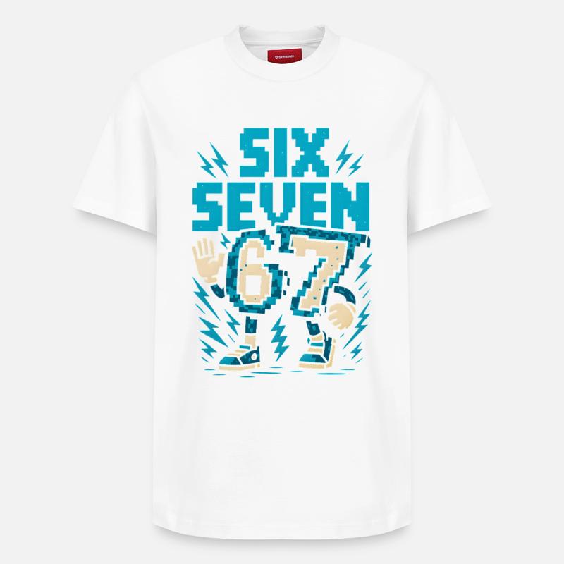 67 Pixel Blitz Retro - Relaxed Unisex Supima Cotton T-Shirt – von SPREAD - Weiß