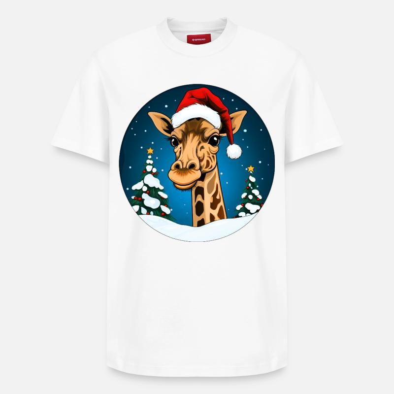 Girafe du Père Noël - T-shirt unisexe décontracté en coton Supima – de SPREAD - blanc