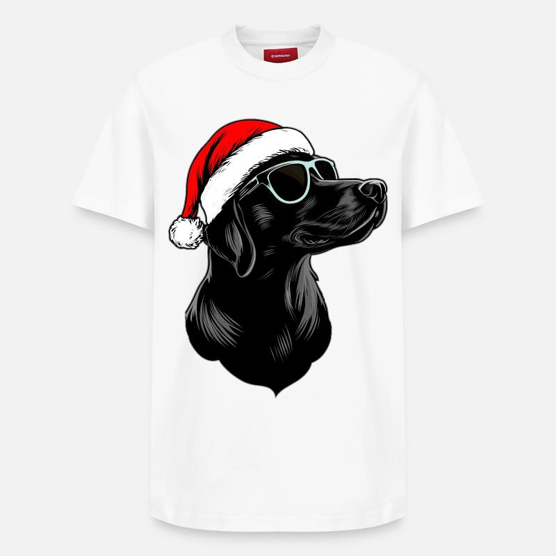Chiens Noël / Père Noël Chien - T-shirt unisexe décontracté en coton Supima – de SPREAD - blanc