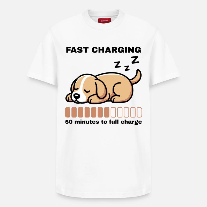 Powernap Dog – Charge rapide - T-shirt unisexe décontracté en coton Supima – de SPREAD - blanc
