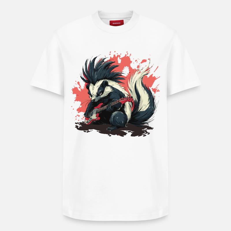 Punk Skunk avec guitare basse - T-shirt unisexe décontracté en coton Supima – de SPREAD - blanc