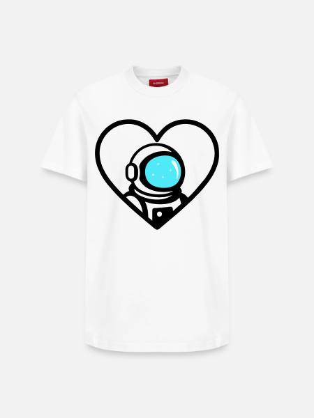 Astronaut Heart Space Cosmo Helmet - Relaxed Unisex Supima Cotton T-Shirt – by SPREAD - white