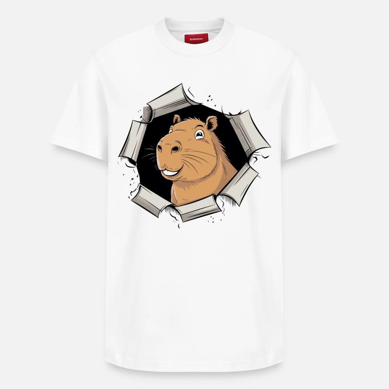 Capybara Comic – friedlicher Durchbruch - Relaxed Unisex Supima Cotton T-Shirt – von SPREAD - Weiß