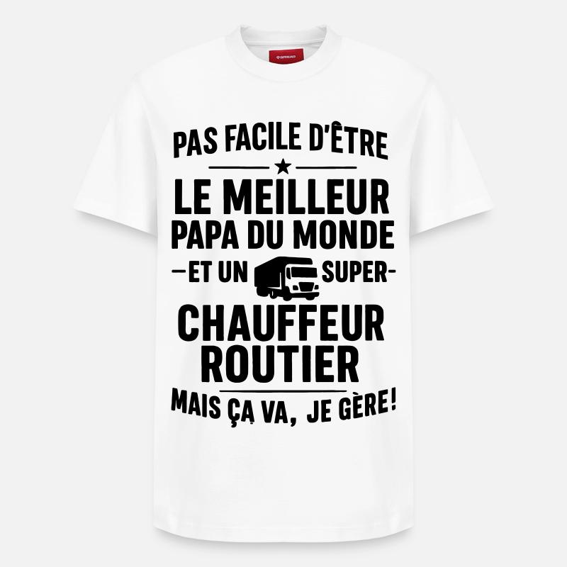 Routier – Super Papa Routier - T-shirt unisexe décontracté en coton Supima – de SPREAD - blanc