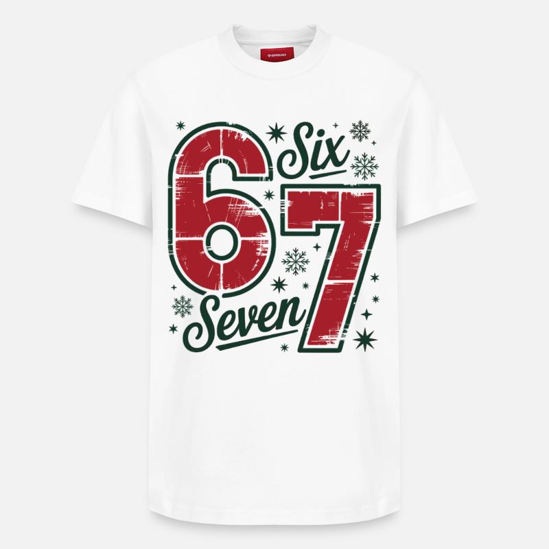 Festif 6 7 Rétro Noël Thème - T-shirt unisexe décontracté en coton Supima – de SPREAD - blanc