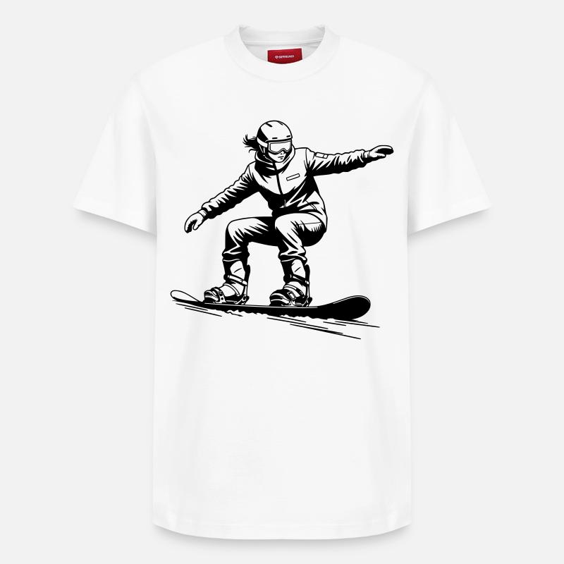 Cooler Snowboarder - Snowboard Grafik - Relaxed Unisex Supima Cotton T-Shirt – von SPREAD - Weiß