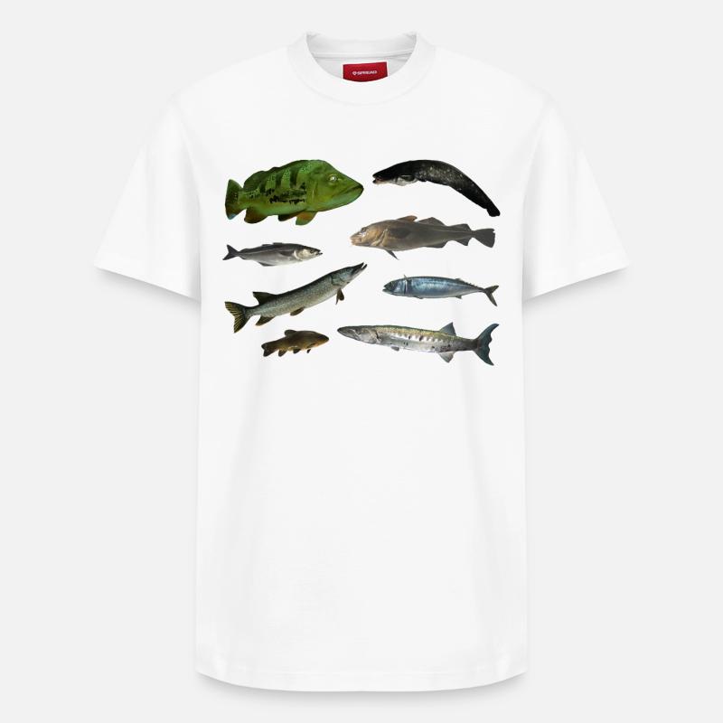 Fische - Relaxed Unisex Supima Cotton T-Shirt – von SPREAD - Weiß