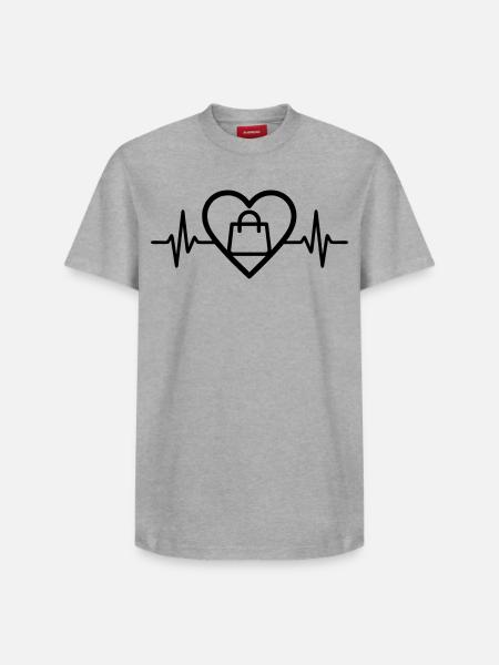Herz + Shopping – Shopping Fan - Relaxed Unisex Supima Cotton T-Shirt – von SPREAD - Weiß