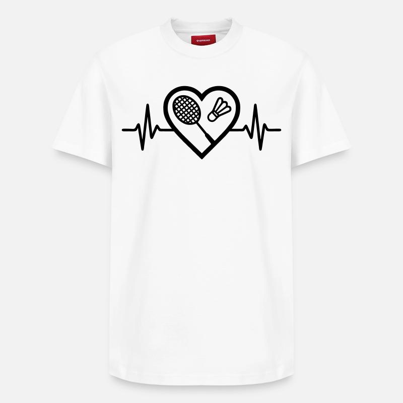 Cœur + Badminton – Passion du Badminton - T-shirt unisexe décontracté en coton Supima – de SPREAD - blanc