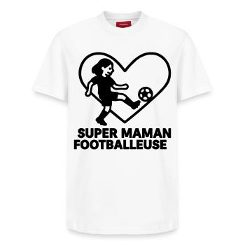 Super Soccer Mom – Soccer Heart - Relaxed Unisex Supima Cotton T-Shirt – by SPREAD - white - Front - AI Model Female 172 dark (172cm) & AI Model Male 185 dark (185cm)