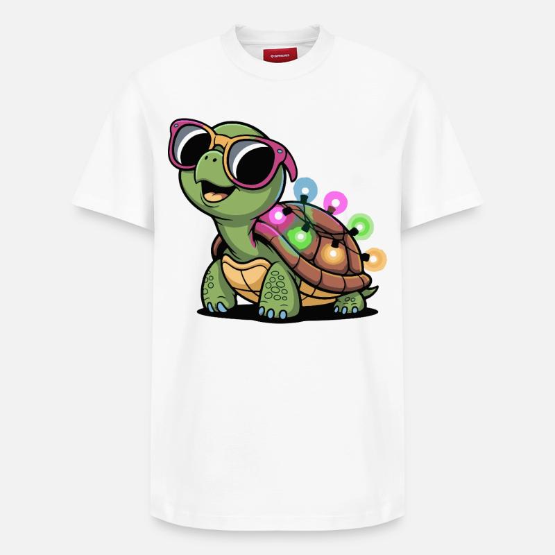 Lichtschein Turtle mit Sonnenbrille - Relaxed Unisex Supima Cotton T-Shirt – von SPREAD - Weiß