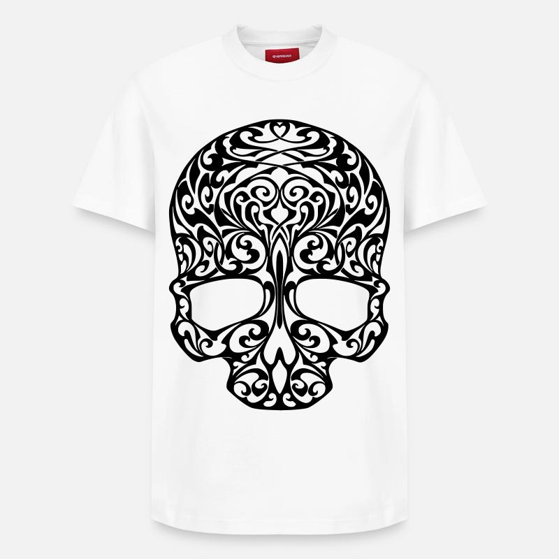 skull tribal - T-shirt unisexe décontracté en coton Supima – de SPREAD - blanc