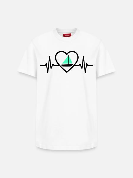Heart Sailing – Passion Boat - Relaxed Unisex Supima Cotton T-Shirt – by SPREAD - white