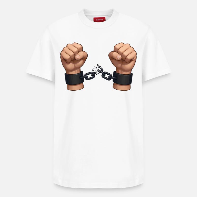 BE FREE - freedom & rights - T-shirt unisexe décontracté en coton Supima – de SPREAD - blanc