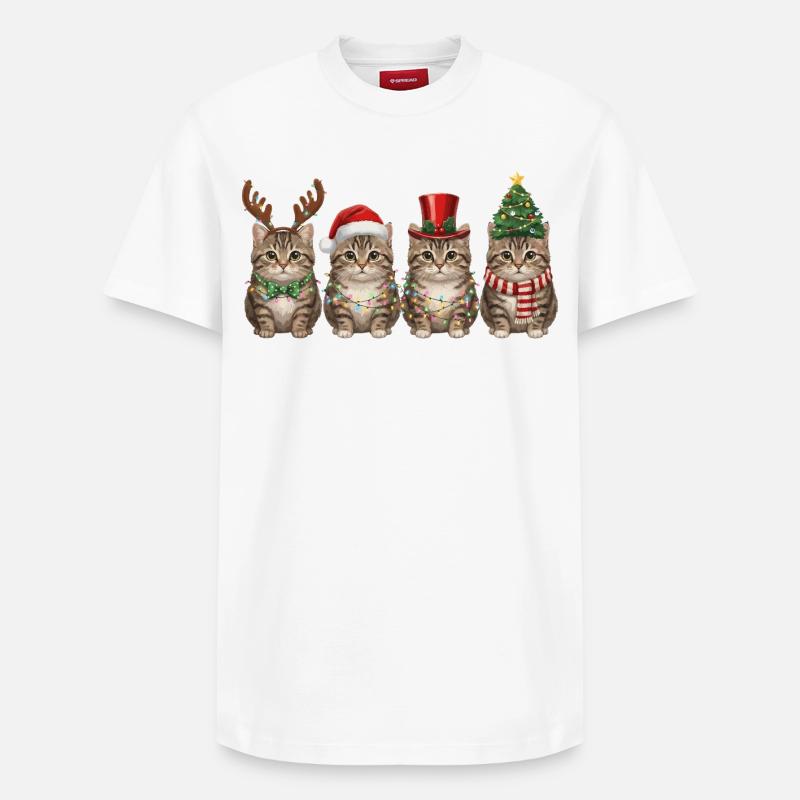 Chat tigré Père Noël - T-shirt unisexe décontracté en coton Supima – de SPREAD - blanc