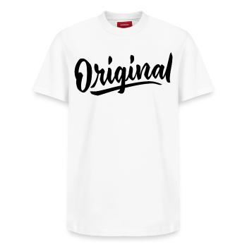Original Unique Design Exclusive Trendy Creation - Relaxed Unisex Supima Cotton T-Shirt – by SPREAD - white - Front - AI Model Female 172 dark (172cm) & AI Model Male 185 dark (185cm)