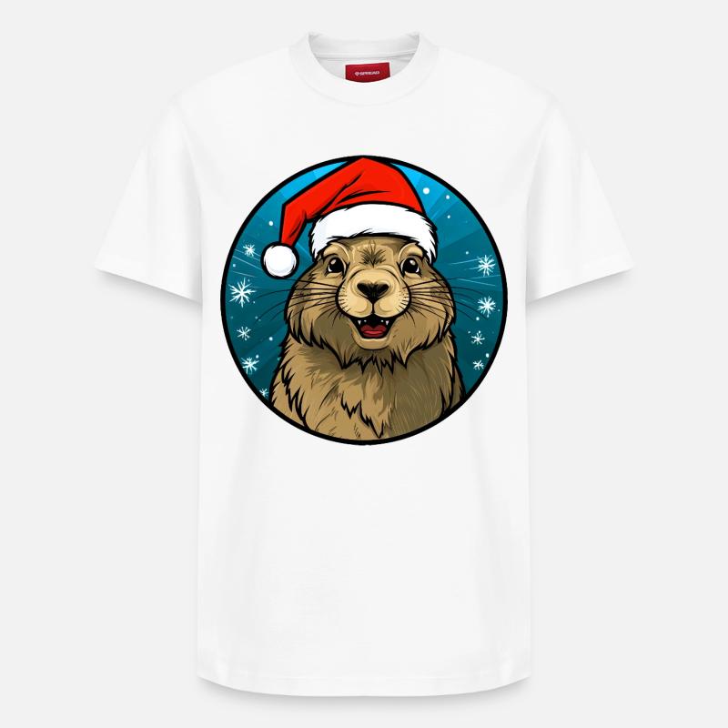 Weihnachtsmann Murmeltier - Relaxed Unisex Supima Cotton T-Shirt – von SPREAD - Weiß