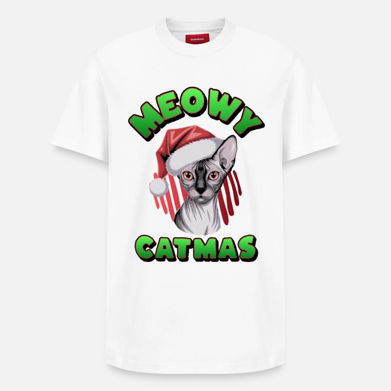 Chat Père Noël Sphynx - T-shirt unisexe décontracté en coton Supima – de SPREAD - blanc