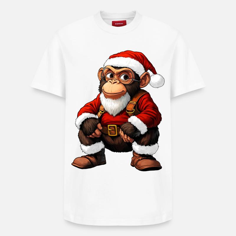 Singe Noël - T-shirt unisexe décontracté en coton Supima – de SPREAD - blanc