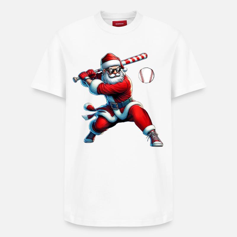 Santa Swing Baseball - Relaxed Unisex Supima Cotton T-Shirt – von SPREAD - Weiß
