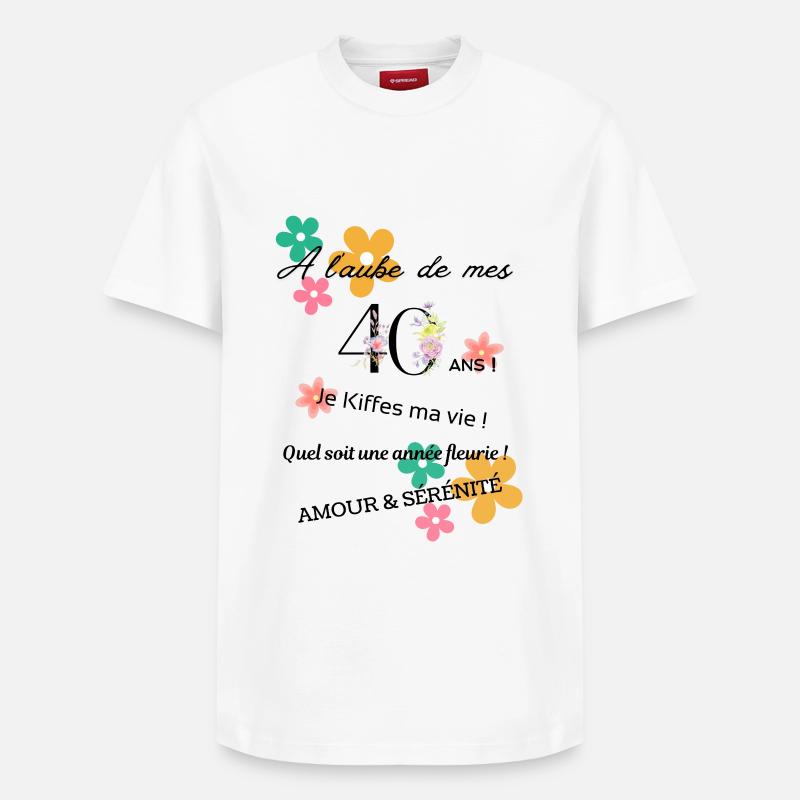_40ans_fleurie - T-shirt unisexe décontracté en coton Supima – de SPREAD - blanc