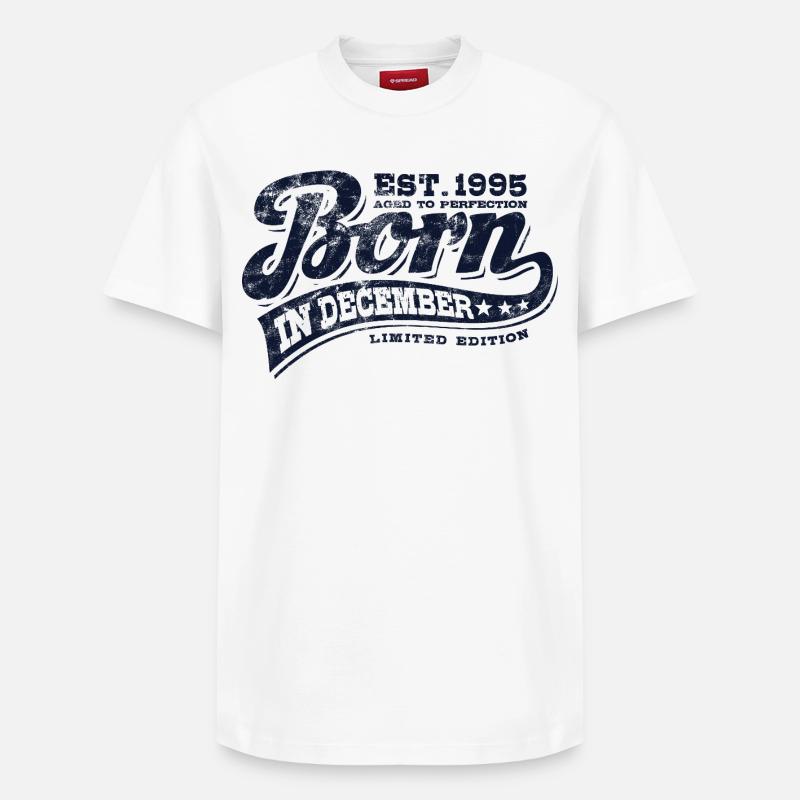 Né en décembre 1995 - Anniversaire - Cadeau - T-shirt unisexe décontracté en coton Supima – de SPREAD - blanc