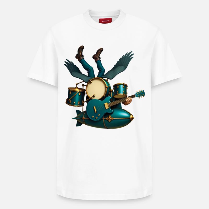 ZEPPELIN BAND - sound & vision - T-shirt unisexe décontracté en coton Supima – de SPREAD - blanc