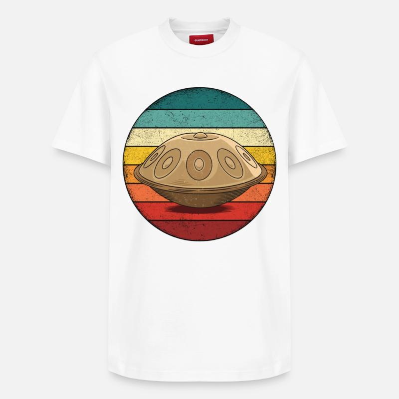 Retro Handpan Hang Drum - Relaxed Unisex Supima Cotton T-Shirt – von SPREAD - Weiß