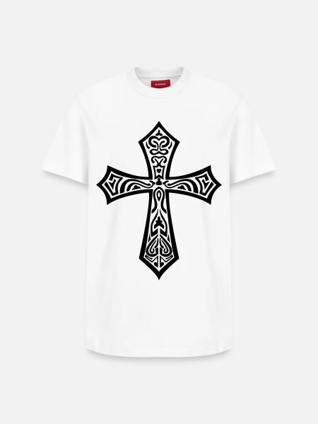 Ornamental Cross - Relaxed Unisex Supima Cotton T-Shirt – by SPREAD - white