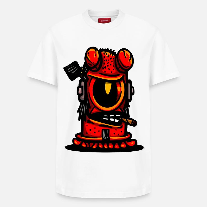 Red Devil Cigar Karikatur - Relaxed Unisex Supima Cotton T-Shirt – von SPREAD - Weiß