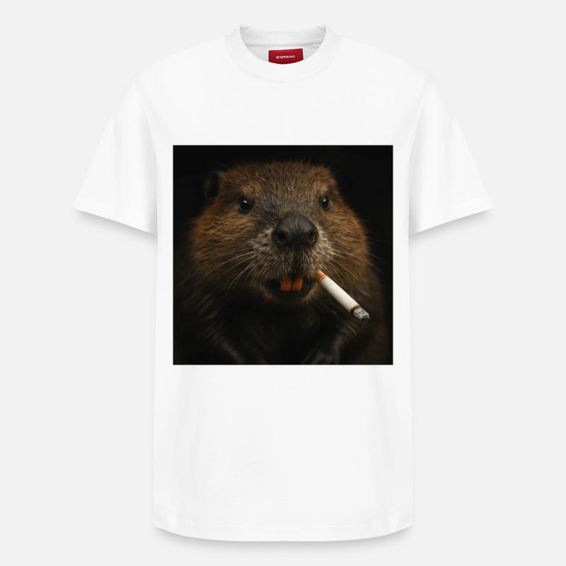 Smoking Beaver - Relaxed Unisex Supima Cotton T-Shirt – von SPREAD - Weiß