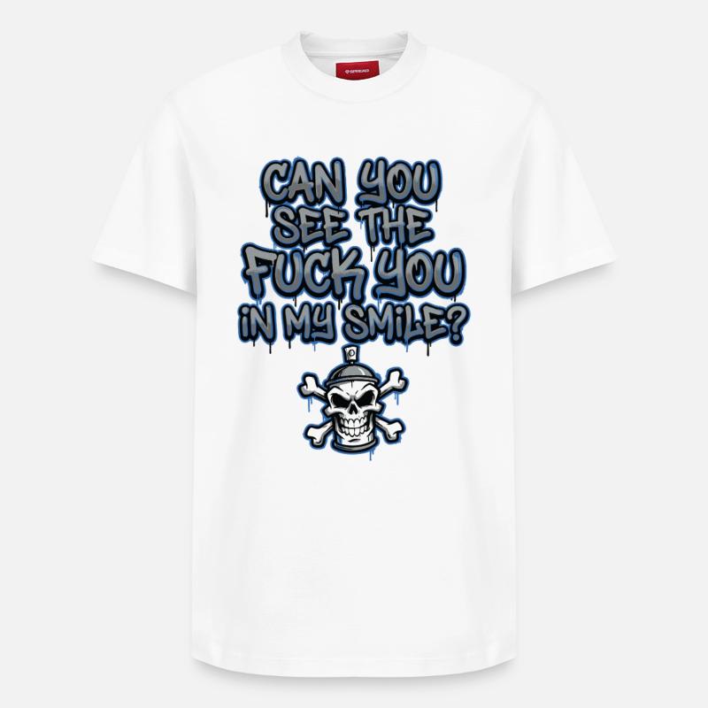 Graffiti Skull Spruch provokant - Relaxed Unisex Supima Cotton T-Shirt – von SPREAD - Weiß