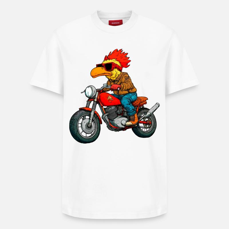 Motorradfahrer Huhn - Relaxed Unisex Supima Cotton T-Shirt – von SPREAD - Weiß