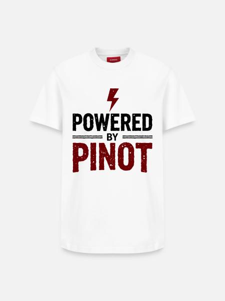 Powered by Pinot Wine Energy Saying - Relaxed Unisex Supima Cotton T-Shirt – by SPREAD - white