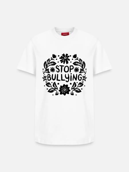 Mod mobning stop mobning anti-chikane citater - Unisex T-shirt i Supima-bomuld med afslappet pasform – fra SPREAD - hvid