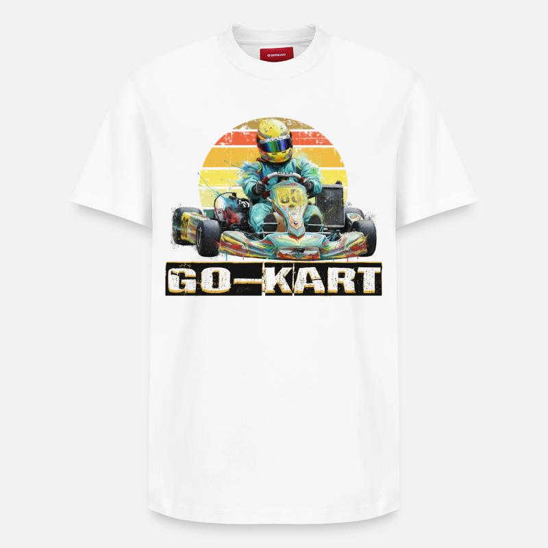 Faire du karting - T-shirt unisexe décontracté en coton Supima – de SPREAD - blanc