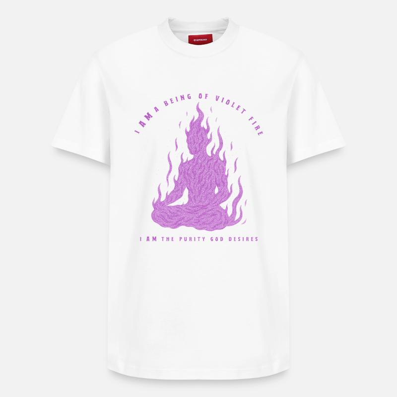 Méditation du feu violet - T-shirt unisexe décontracté en coton Supima – de SPREAD - blanc