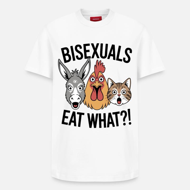 Trio d'animaux : chat, poulet, âne - T-shirt unisexe décontracté en coton Supima – de SPREAD - blanc