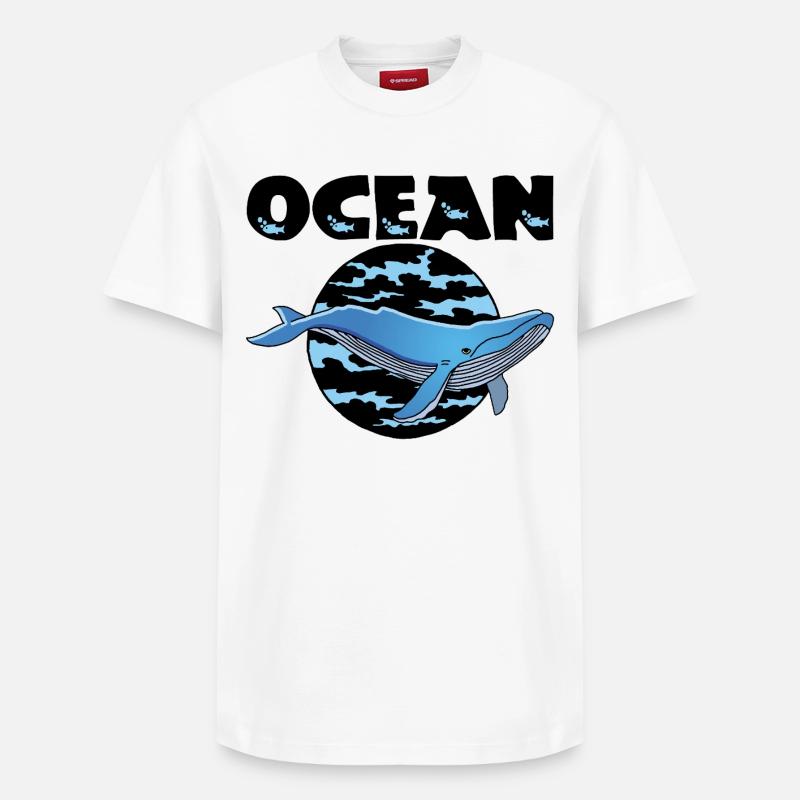Baleine et océan - T-shirt unisexe décontracté en coton Supima – de SPREAD - blanc