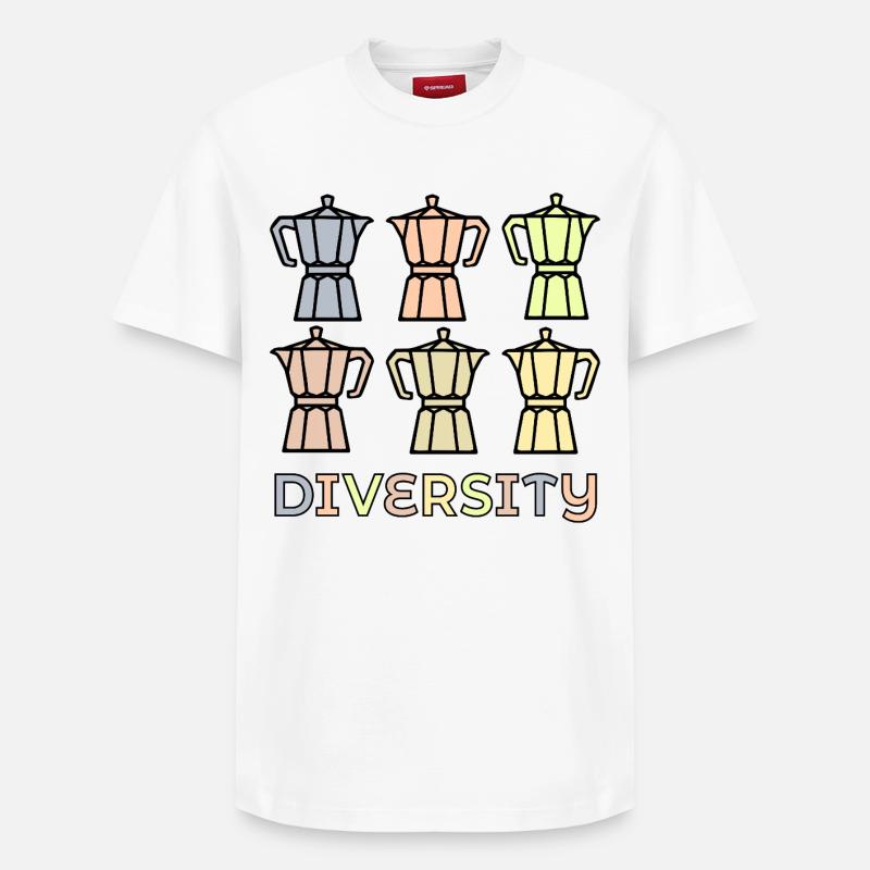 Espresso-Kaffee-Vielfalt - Relaxed Unisex Supima Cotton T-Shirt – von SPREAD - Weiß